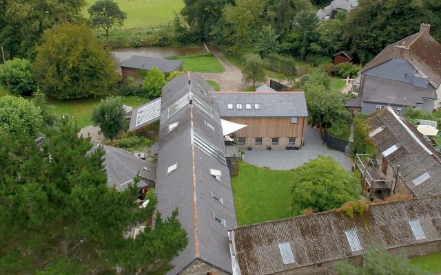 Barn conversion in Langford Barton roof windows from a bird's eye view