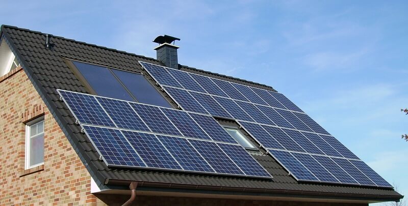 Solar panels on eco home